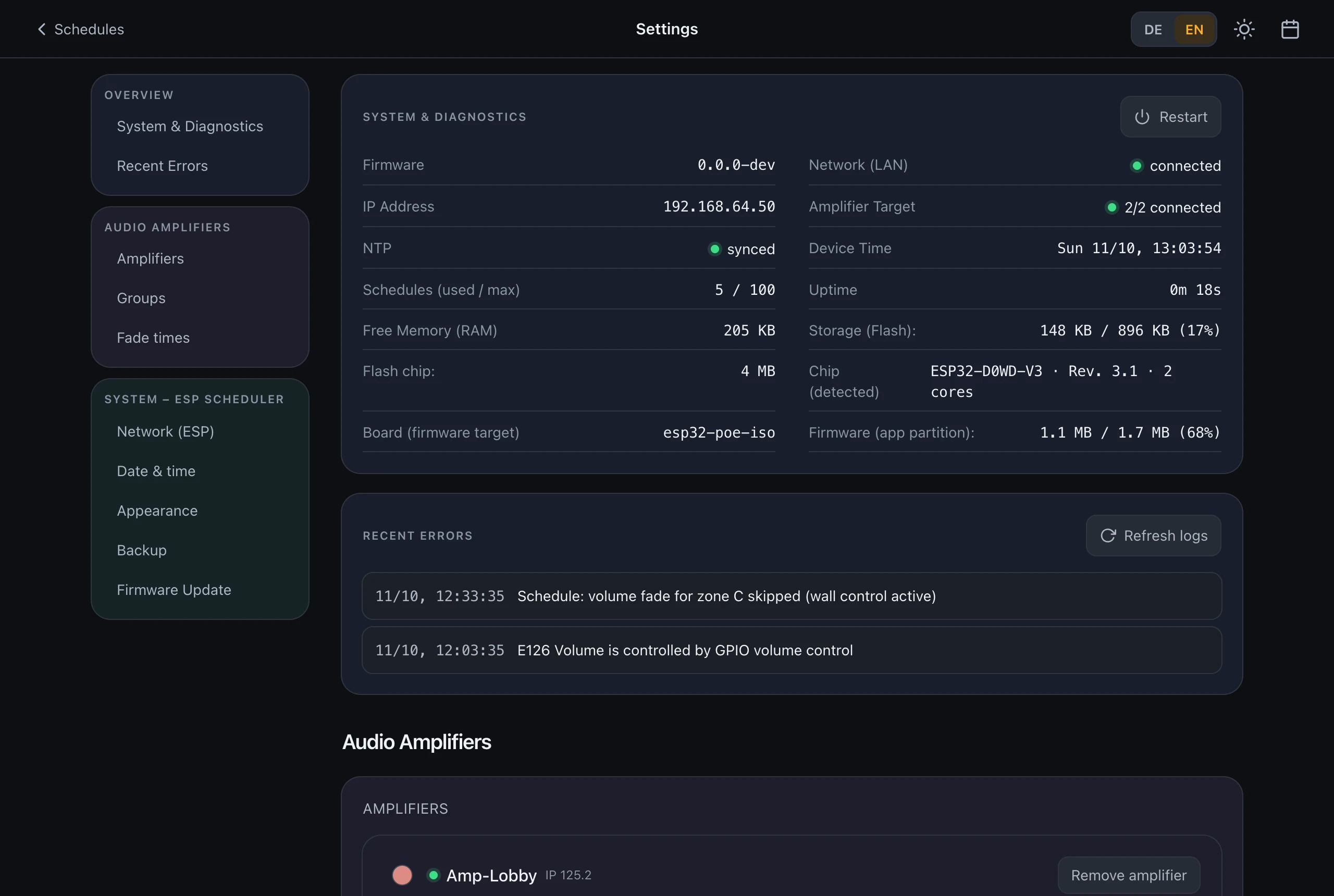 Overview: System & Diagnostics