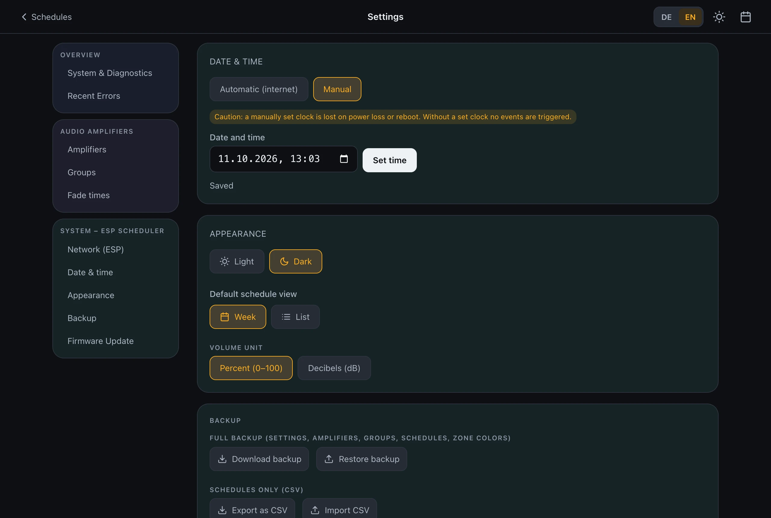 Date & time with manual clock input