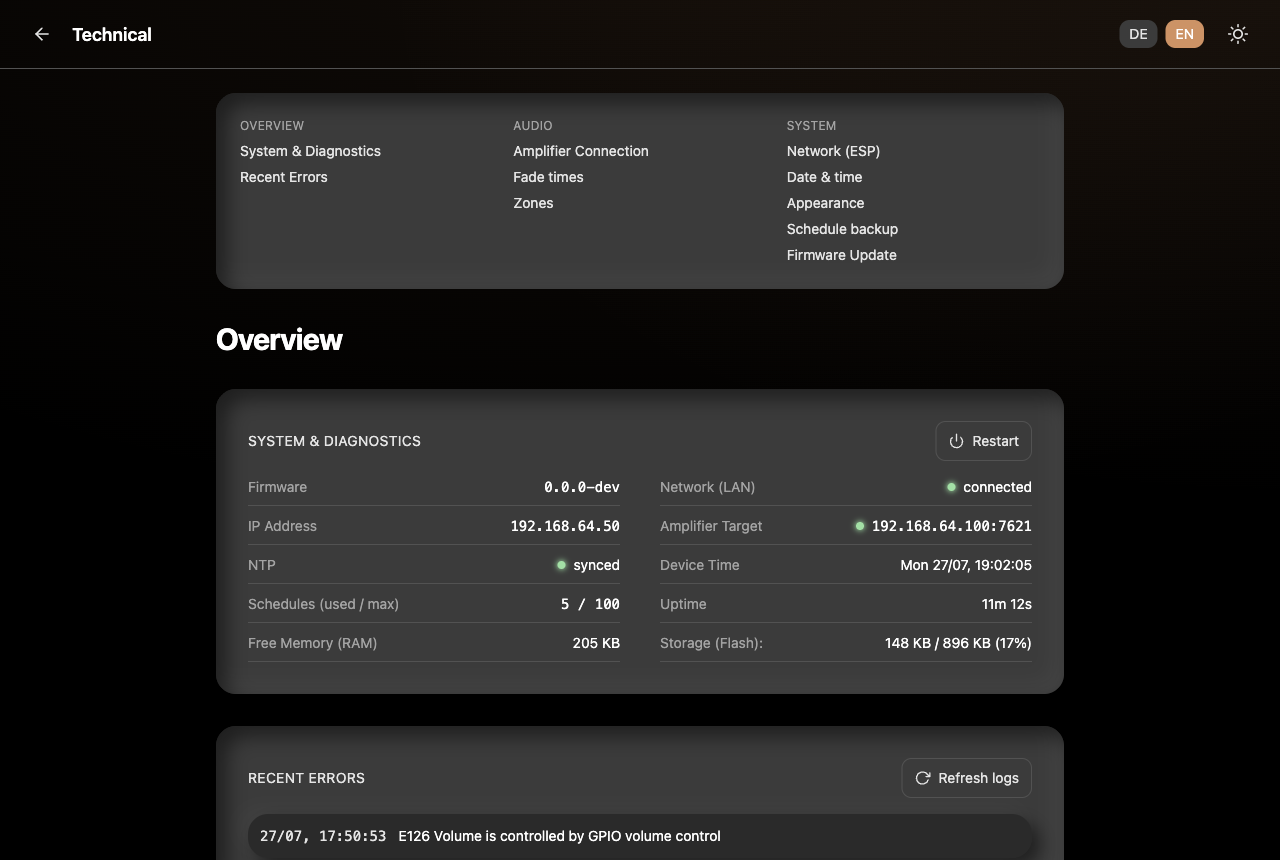 Quick navigation of the settings page