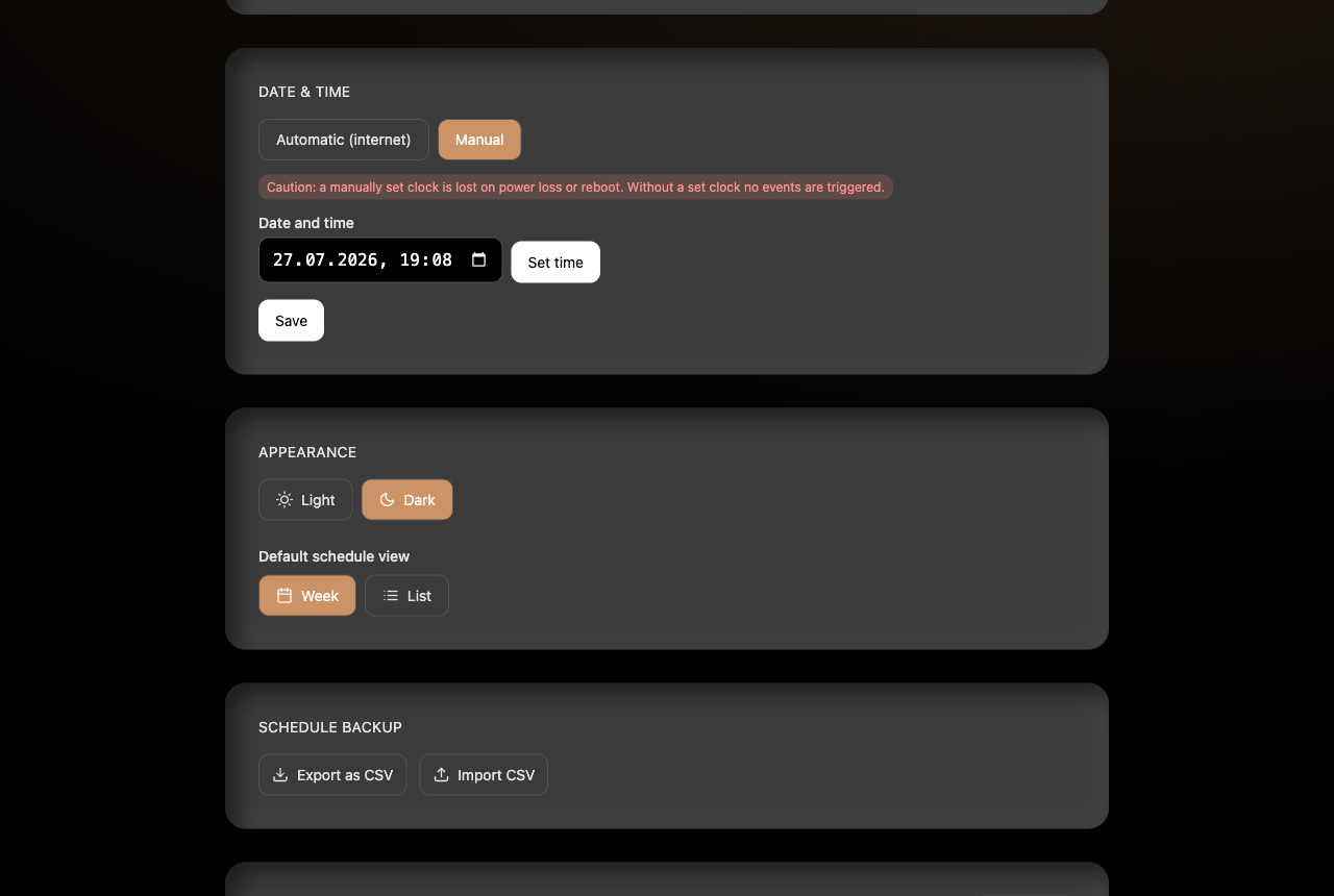 Date & time with manual clock input